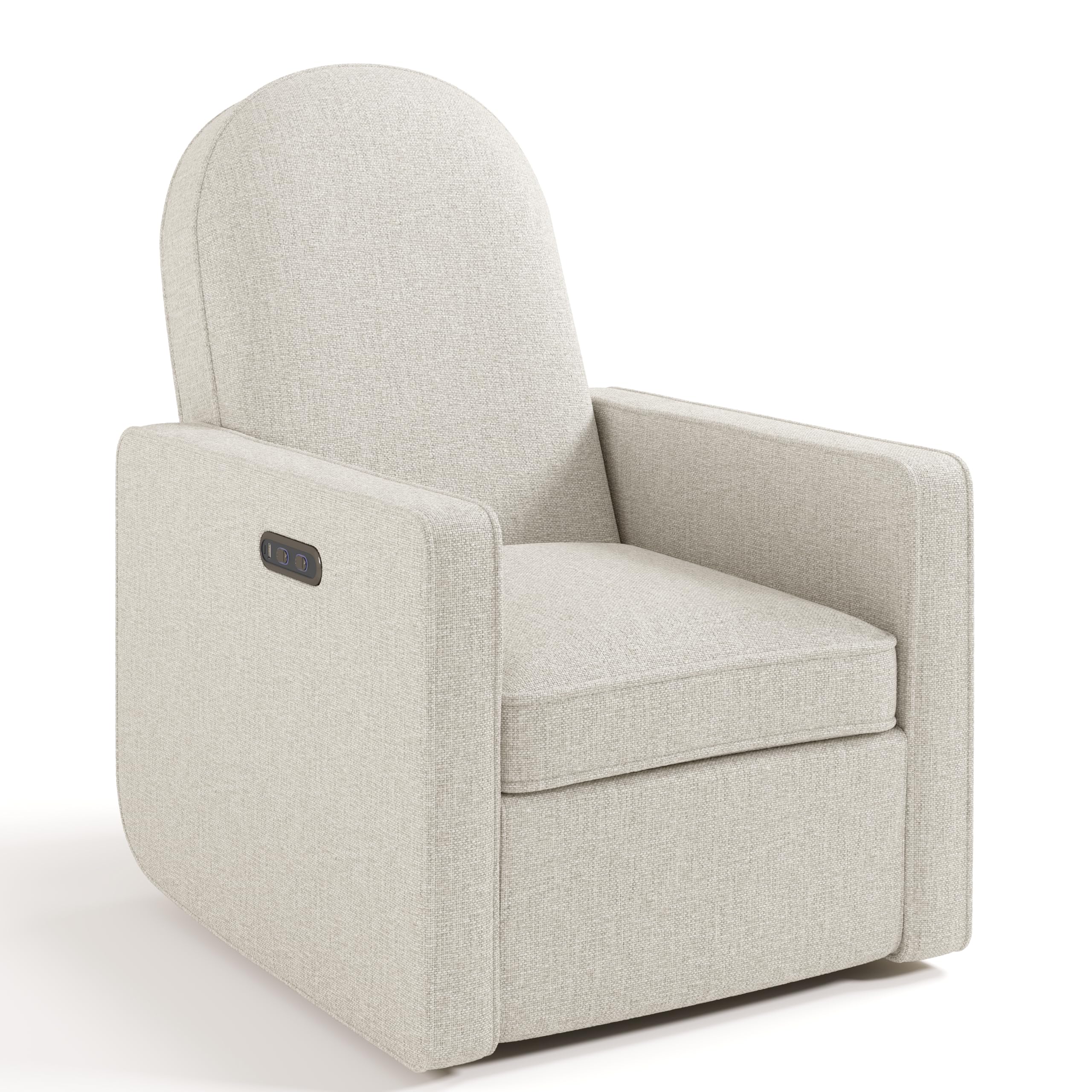 Graco Olivia Small-Spaces Premium Nursery Power Recliner Swivel Glider (Dune Basketweave) – Smaller Profile for Smaller Rooms, Upholstered Power