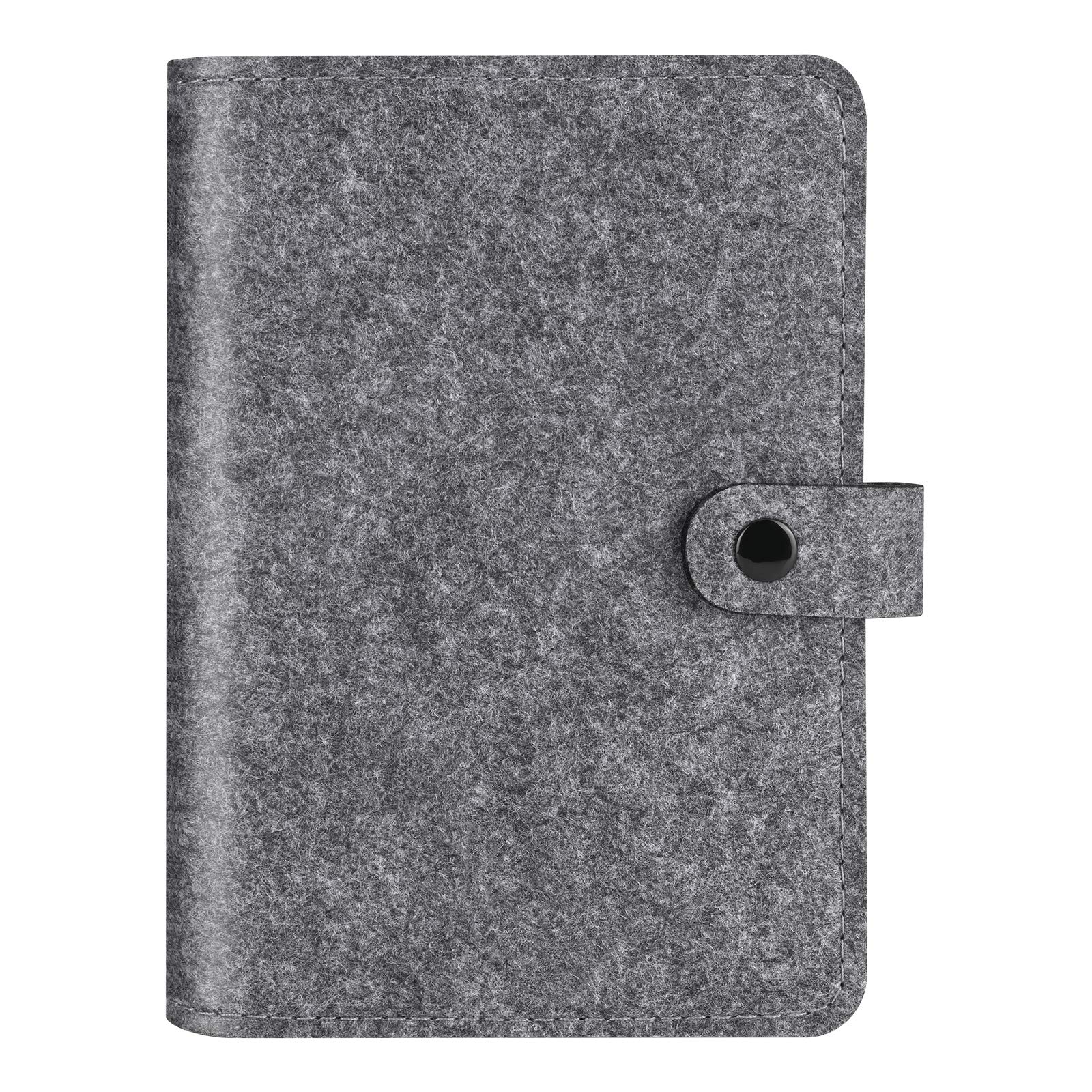 A6 6 Ring Binder Notebook Felt Binder Personal Organizer with Snap Button, Without Filler Pages,Dark Gray