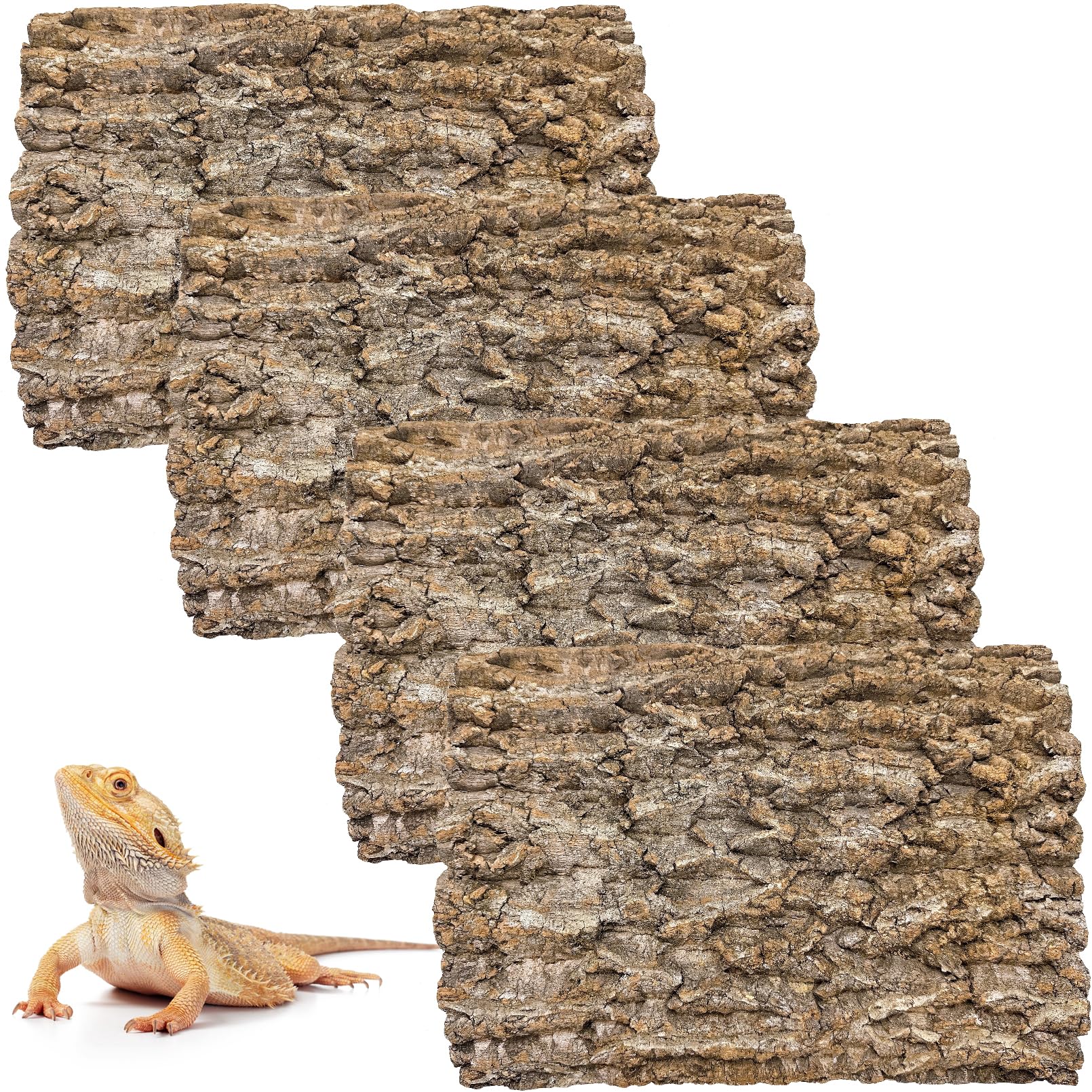 4PCS Cork Terrarium Background 15.7x11.8in Natural Cork Large Bark Climbing Mat Habitat Decoration Chameleons, Lizards, Turtles Glass Jar Decoration
