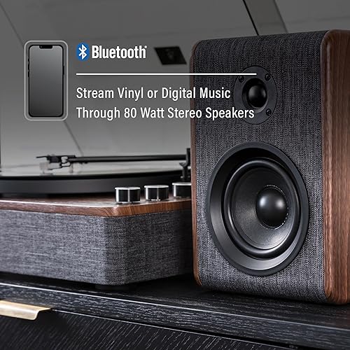 Miniatura 5 de Crosley CR7501A-CL Nocturne - Tocadiscos Bluetooth de 2 velocidades con altavoces estéreo a juego, color carbón