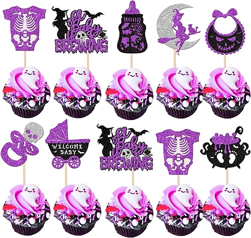 Miniatura 8 de 1 pieza de decoración de pastel de Halloween con purpurina de Jack y Sally Castle Ghost Halloween Cake Pick para temática de Pesadilla antes de