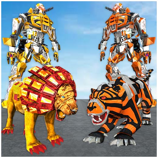 US Police Lion Robot vs Tiger Robot Wars Transform