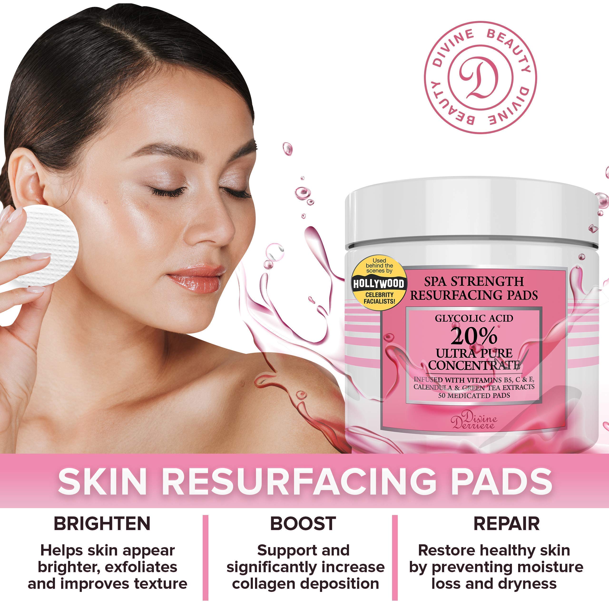 Glycolic Acid Resurfacing Pads with Vitamin B5, C & E, Green Tea