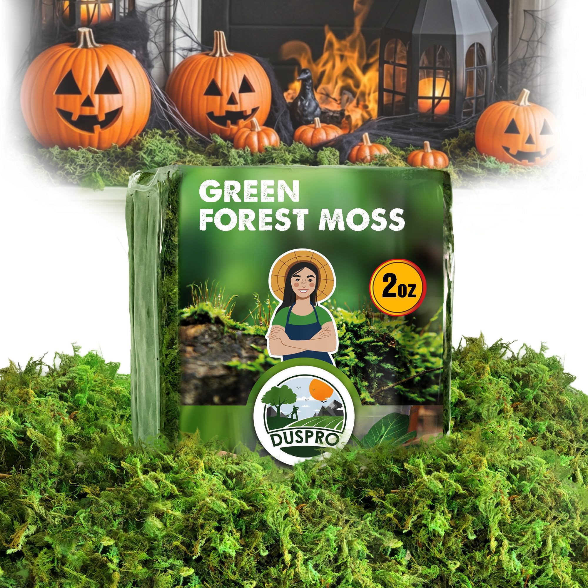 DUSPRO Green Forest Moss for Crafts, Real Dried Decorative Moss, 2 oz