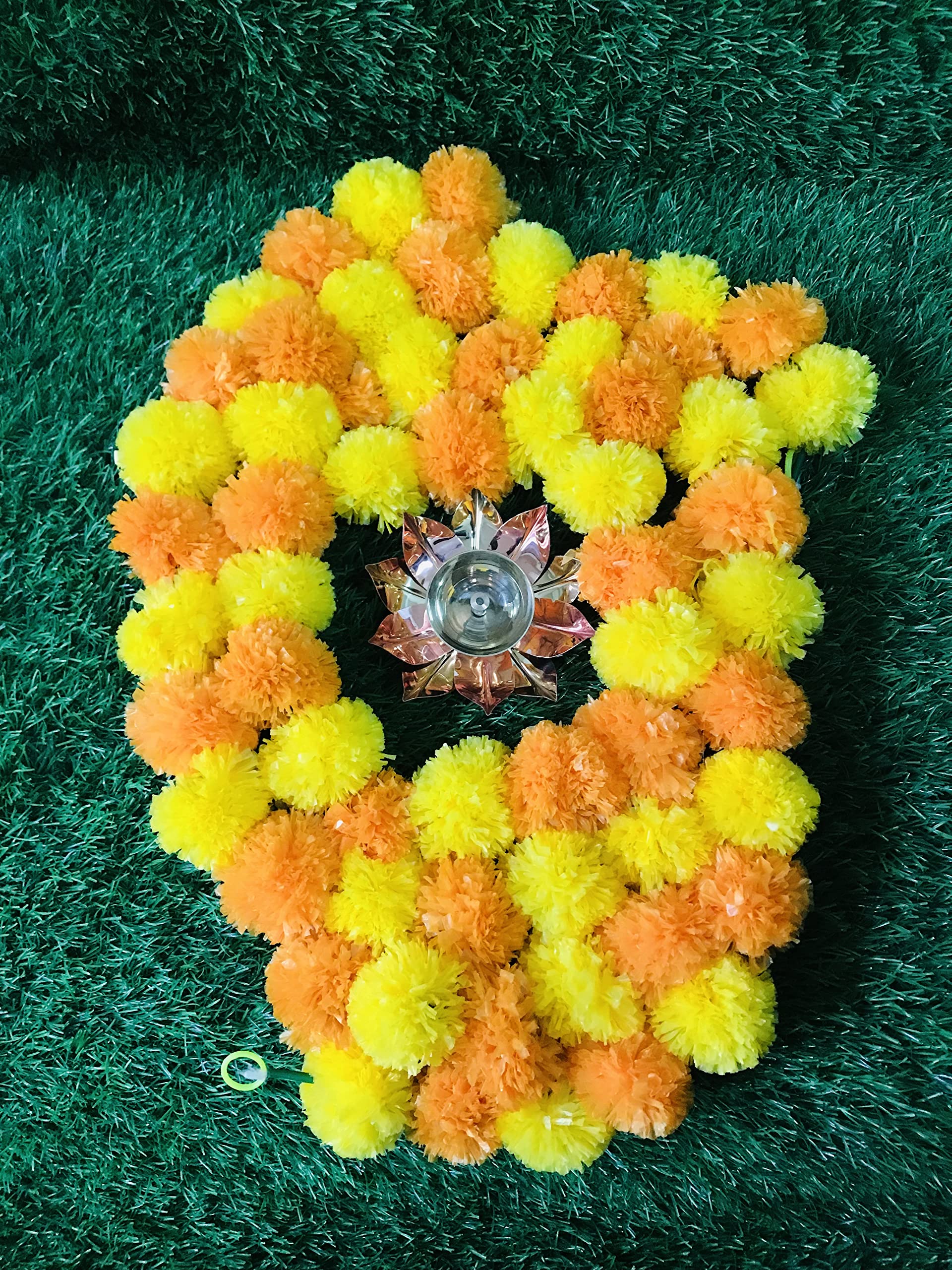 5 Ghirlande Di Fiori Artificiali Di Calendula – Lunghezza 1,5 M L'una – Giallo E Arancione – Decorazioni Indiane Per Matrimoni, Diwali, Feste – Riutilizzabili