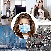 Vista 7 de akgk Mascarillas desechables de 100 unidades, máscara facial azul, máscara desechable de 3 capas con cintas elásticas para las orejas