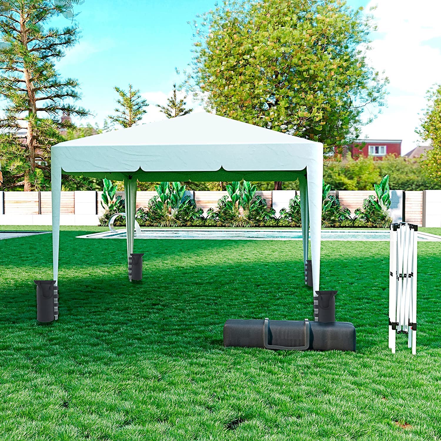 BRICOZONE Gazebo 3 x 3 m Pieghevole Idrorepellente Acciaio Copertura 160 gr/m² Bianco