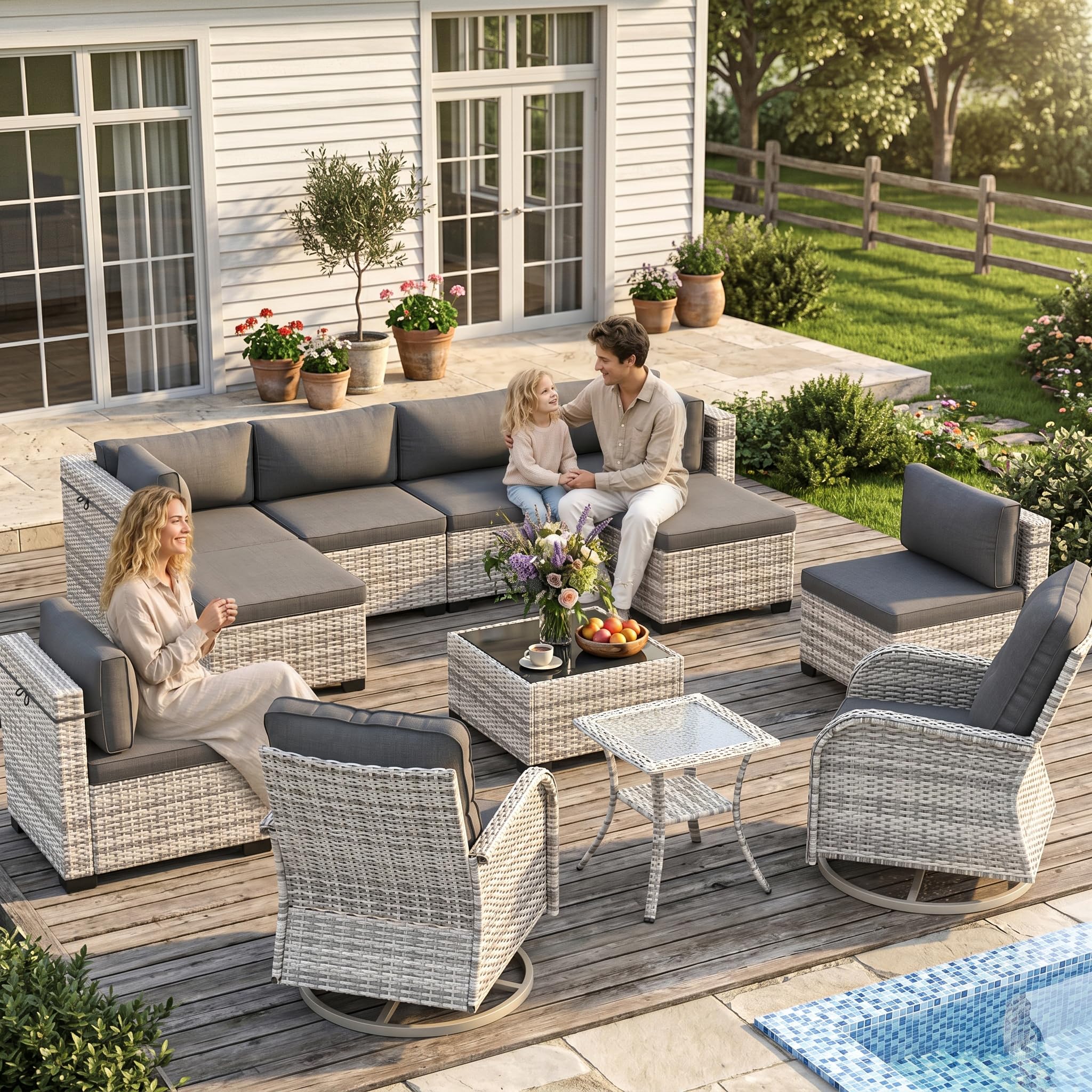 Outdoor PE Wicker Rattan Modular Patio Sectional Sofa Set