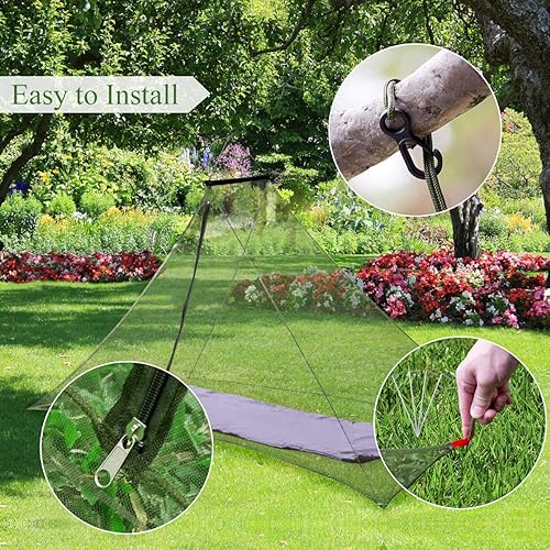Miniatura 6 de GWHOLE Mosquitera para acampar con bolsa de transporte, mosquitera portátil al aire libre con clavijas de tienda de campaña para una sola cuna,