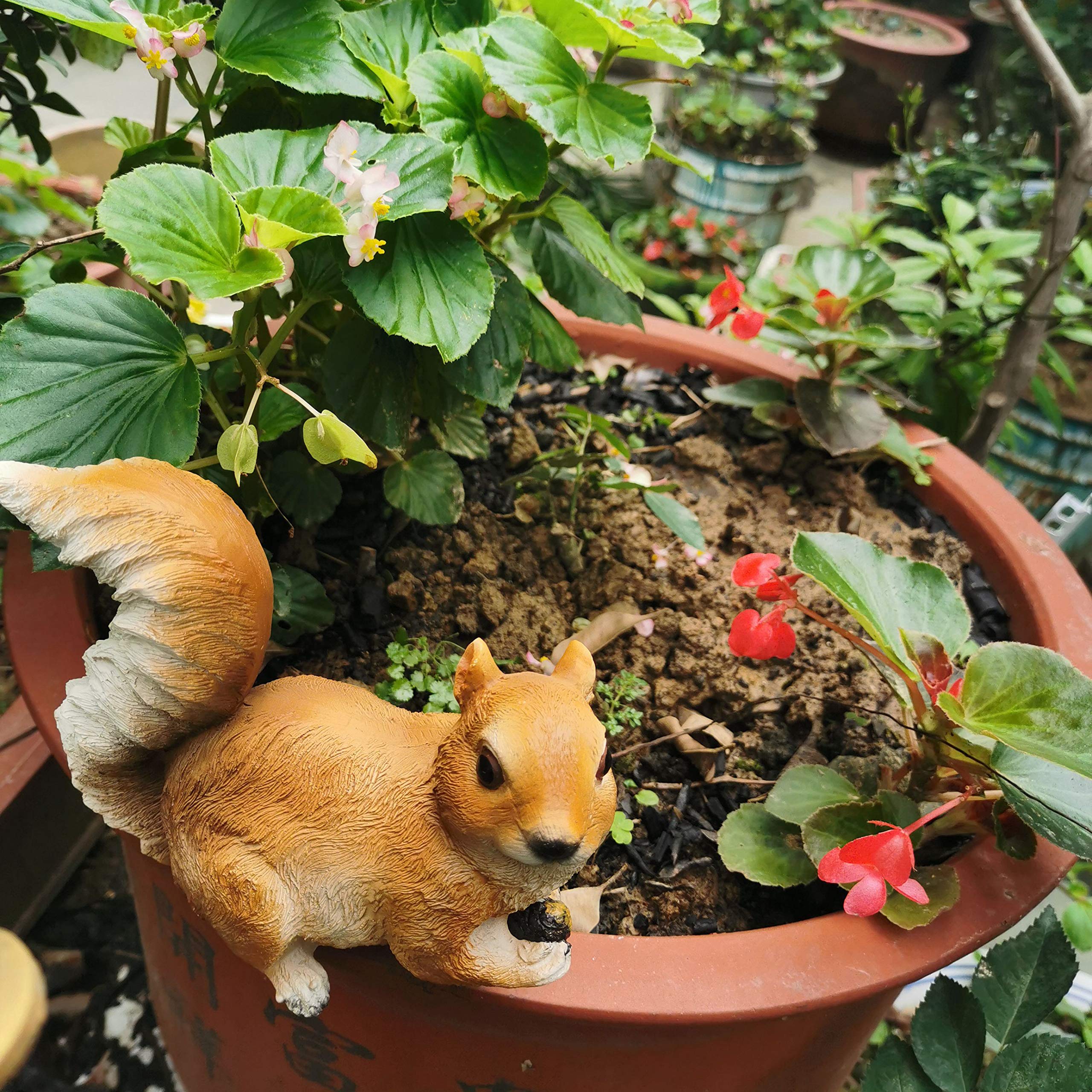 Eichhörnchen-Gartenfiguren Aus Harz – 2er Set, Ca. 5,3 Cm, Handbemalt Für Garten, Terrasse & Deko