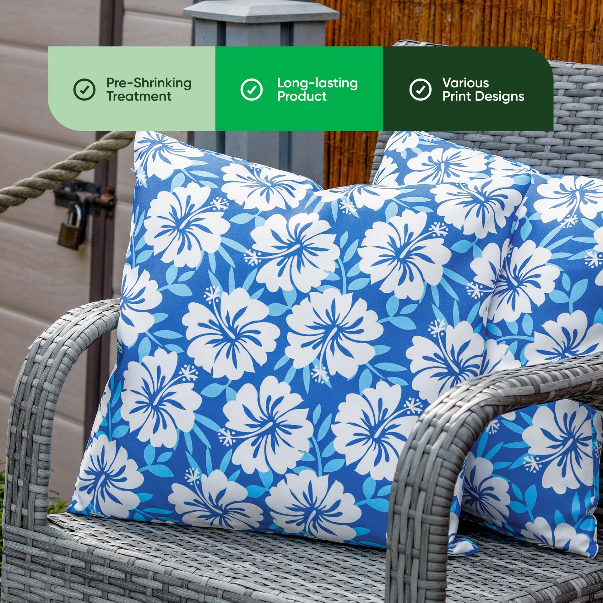 Gardenwize Outdoor Scatter Cushions Pair 45x45cm Weather Resistant Machine Washable - Image 3