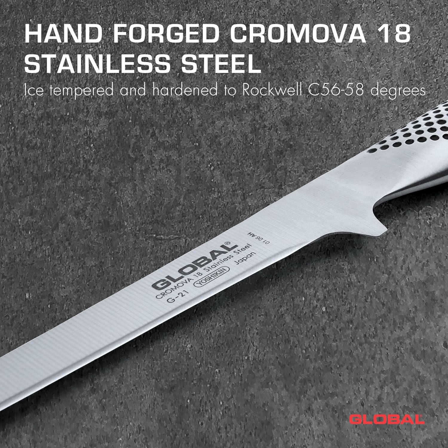 Global 6 1/4 inch Flexible Boning Knife - Lightweight Japanese Stainless Steel, Razor-Sharp Edge, Made in Japan, G-21