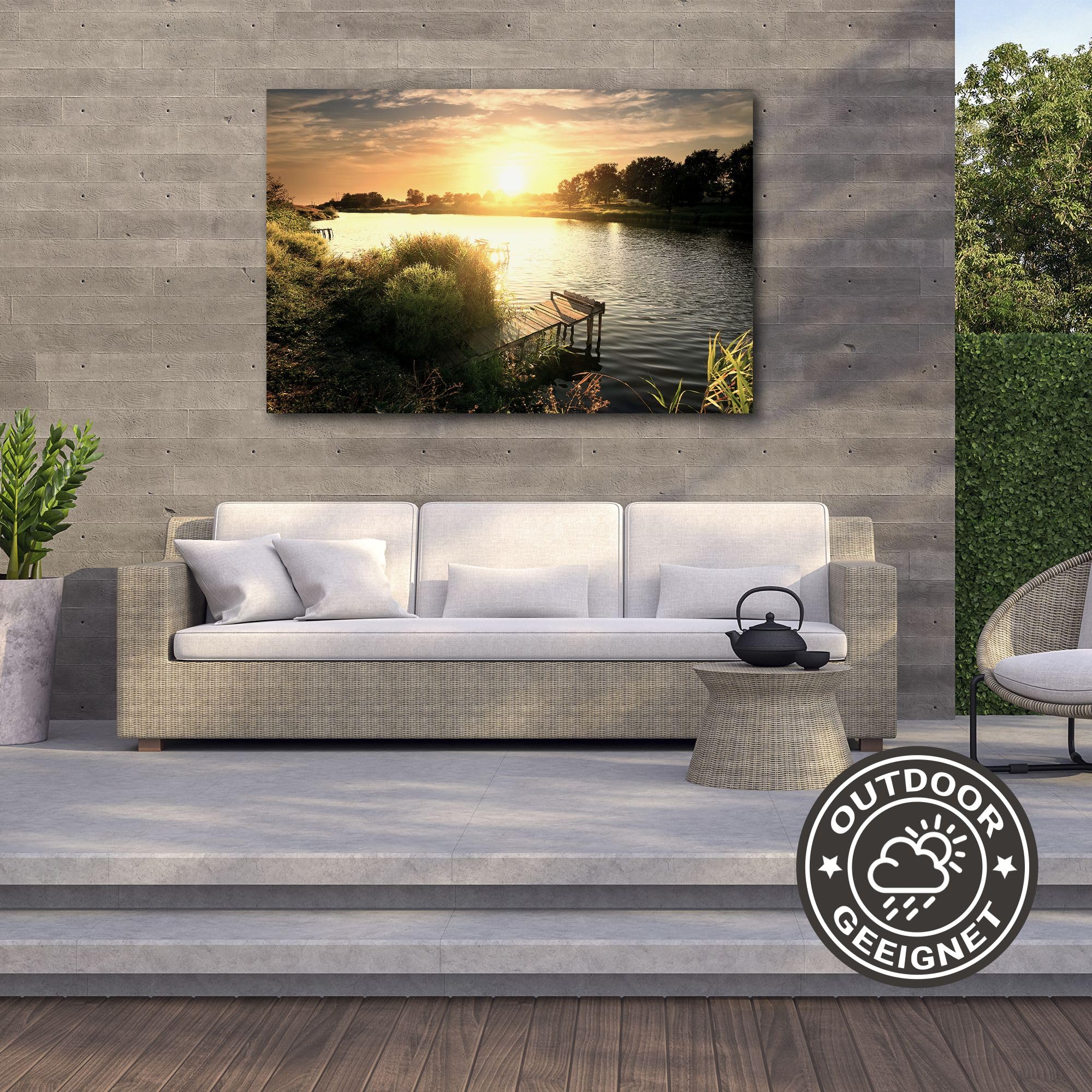 timalo Küchenbild aus Acrylglas modernes Wandbild Glasbild Deko Küche XXL Bild wie Glas | 140x50cm See Abend Wald, Sonnenuntergang, Natur, Wasser