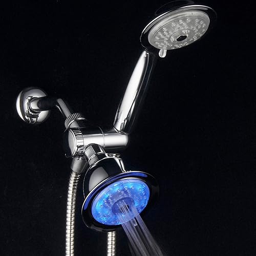 Miniatura 6 de Luminex de PowerSpa combo de cabezal para regadera con tecnología de boquilla a presión turbo Air Jet LED, en 7 colores, con 24 ajustes 7 vibrantes