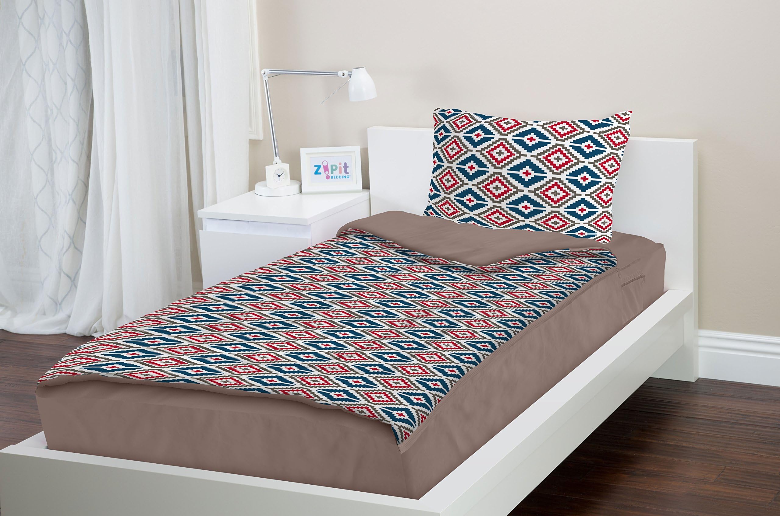 Zipit Bedding Set, Twin Extra-Long (XL) College Bedding, Khaki Aztec