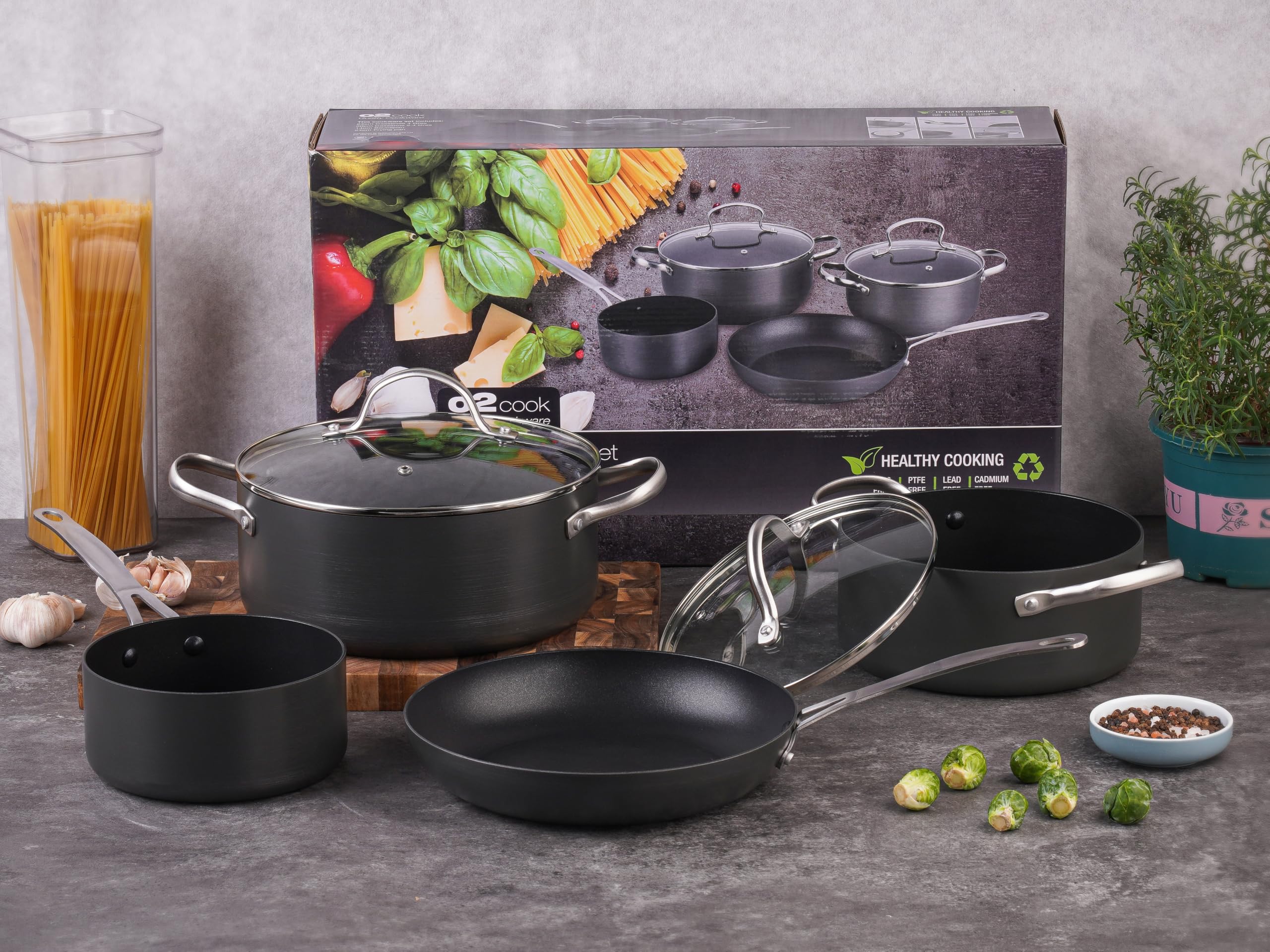 &A O2 bran 60g 2本セット O2 Anodised and Stainless Steel Cookware 6-Piece Set : Amazon.co