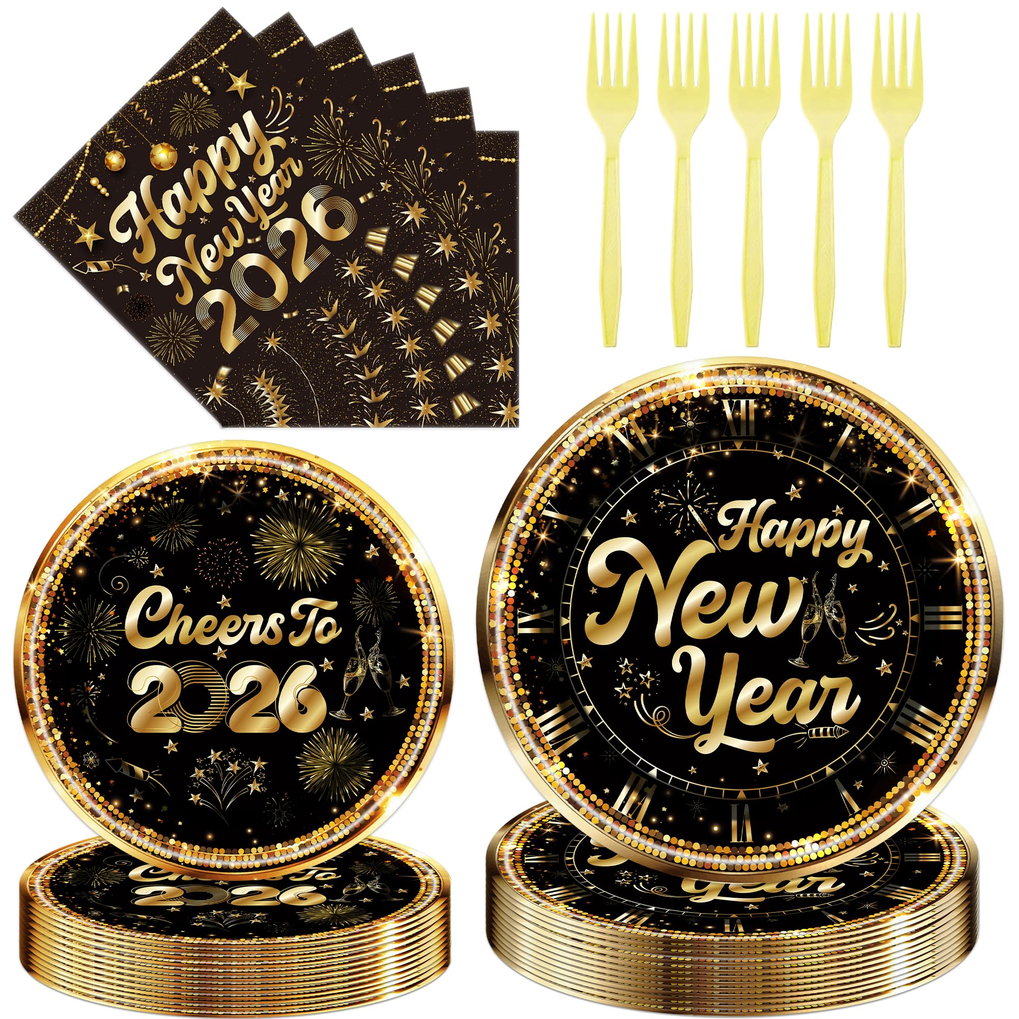 Locker.Ink | Elevate Your New Year Celebration with 24 Must-Have Party Tableware Essentials Happy New Years 96βPC Set