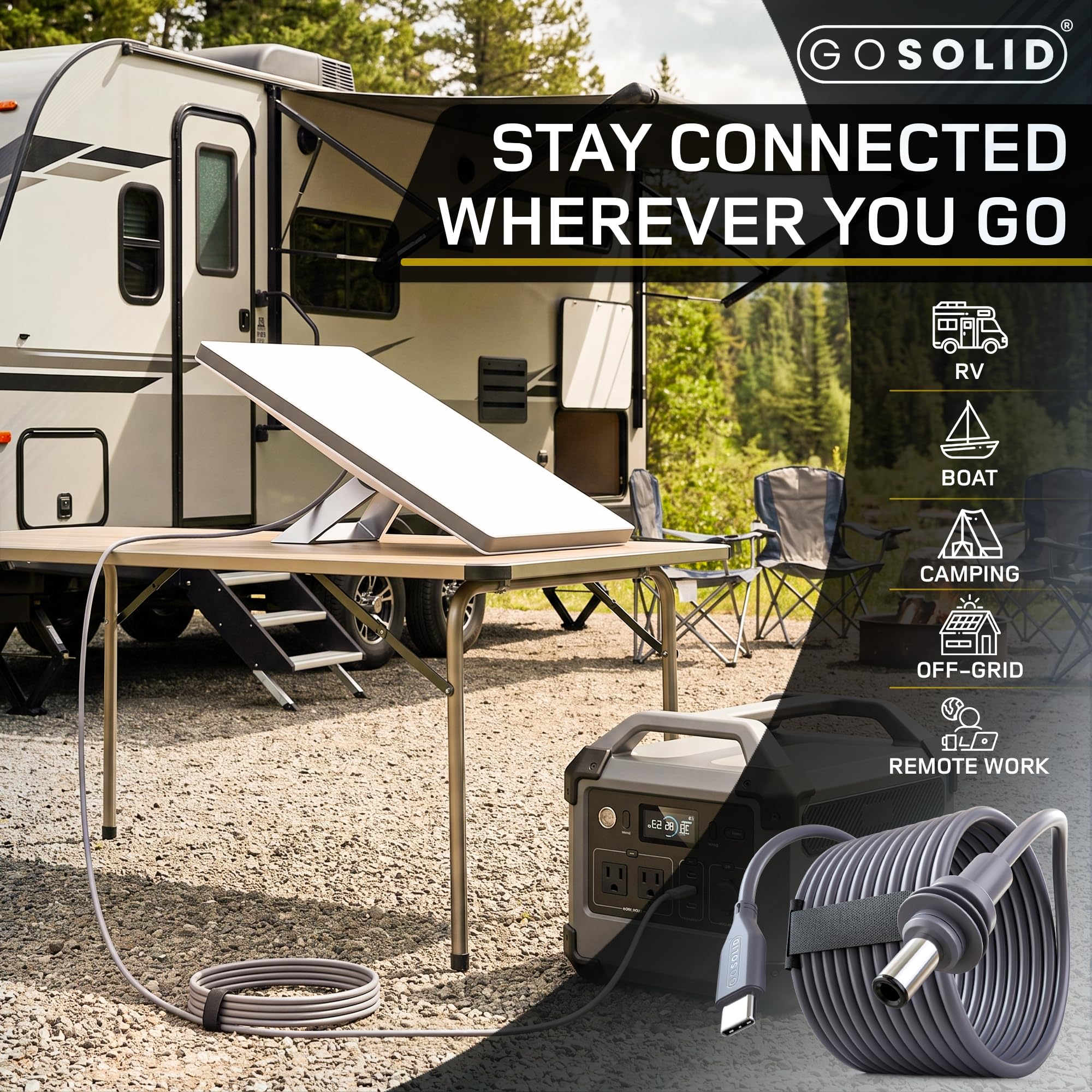 GO SOLID! Cavo USB-C a DC 10m — Compatibile con caricabatterie PD e Starlink Mini
