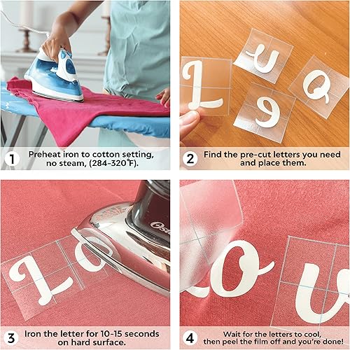 Miniatura 5 de Laughing Lizards Letras blancas para planchar para tela y ropa (208 piezas)  Letras cursivas y pequeñas para planchar para medias de Navidad, 1.5