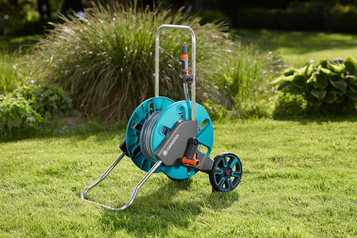 Gardena 18513 CleverRoll M Frost-Proof Hose Cart Set, Includes: 65-Feet ½” Flex Hose, Cleaning Nozzle, and Connection Parts, for Convenient Hose Storage and Watering, Made in Germany