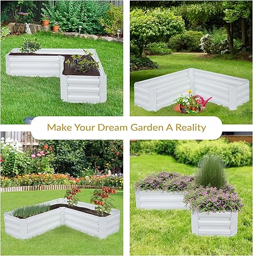 Miniatura 234 de Sunnydaze Cama de jardín de metal elevada de 11.75 pulgadas de alto, cama de jardín elevada galvanizada para exteriores para verduras y flores