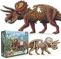 Vista 8 de Ankylosaurus - Rompecabezas de dinosaurio Rompecabezas de piso de doble cara de 100 piezas con esqueleto que brilla en la oscuridad en el otro