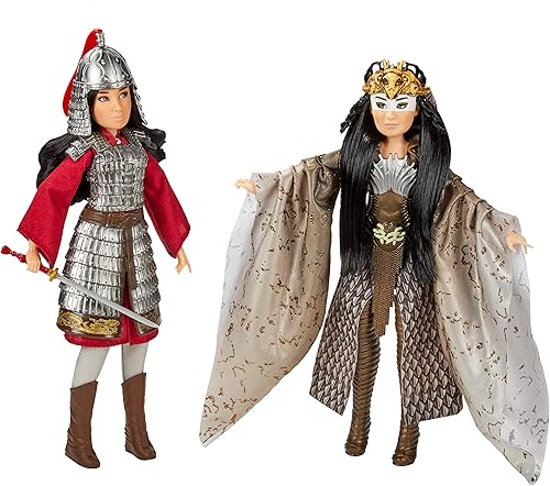 Miniatura 8 de Disney Princess Muñecas Mulan y Xianniang con casco, armadura y espada, inspiradas en la película de Mulan, juguete para niños y coleccionistas
