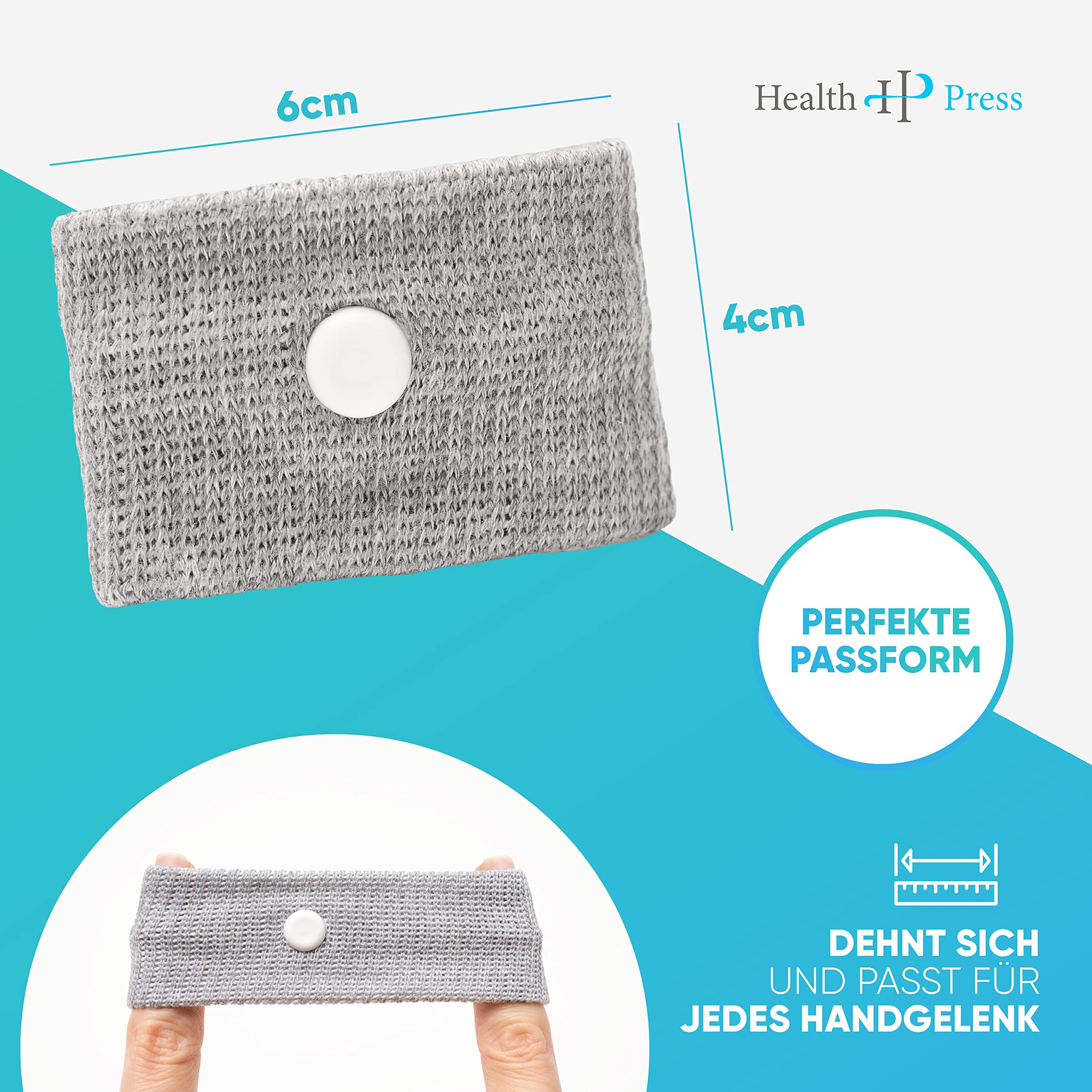 Health Press® acupressure wristband set: Two acupressure wristbands, Perfect for use on both wrists - Image 3