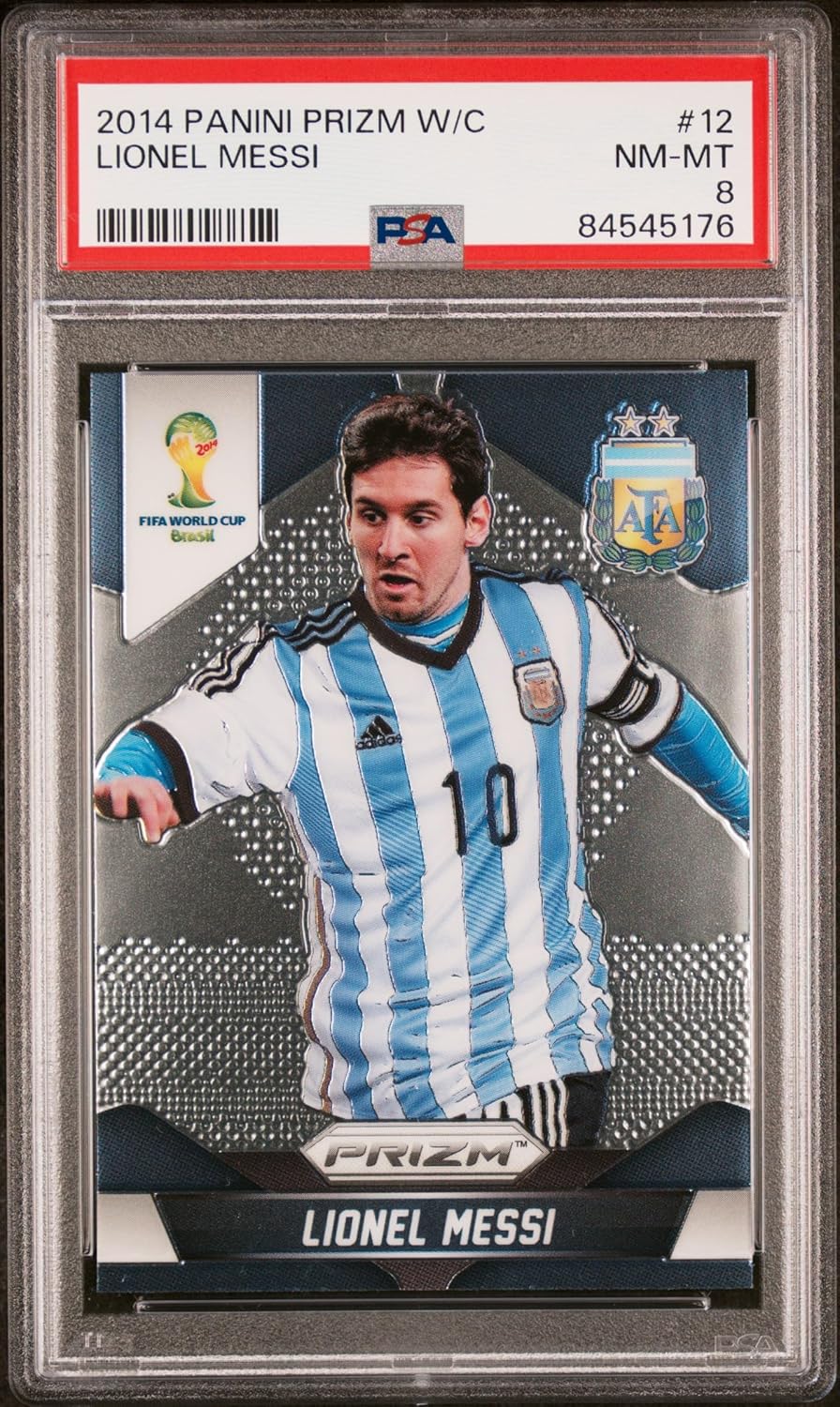Lionel Messi 2014 Panini Prizm World Cup Soccer Card #12 Graded PSA 8