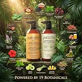 PURA D'OR MD Anti-Thinning Biotin Shampoo & Hair Regrowth Conditioner Set, Maximum Defense Herbal Blend Hair Thickening Products For Women & Men, For Scalp Health, Strong Coal-Tar Scented, 16oz x2