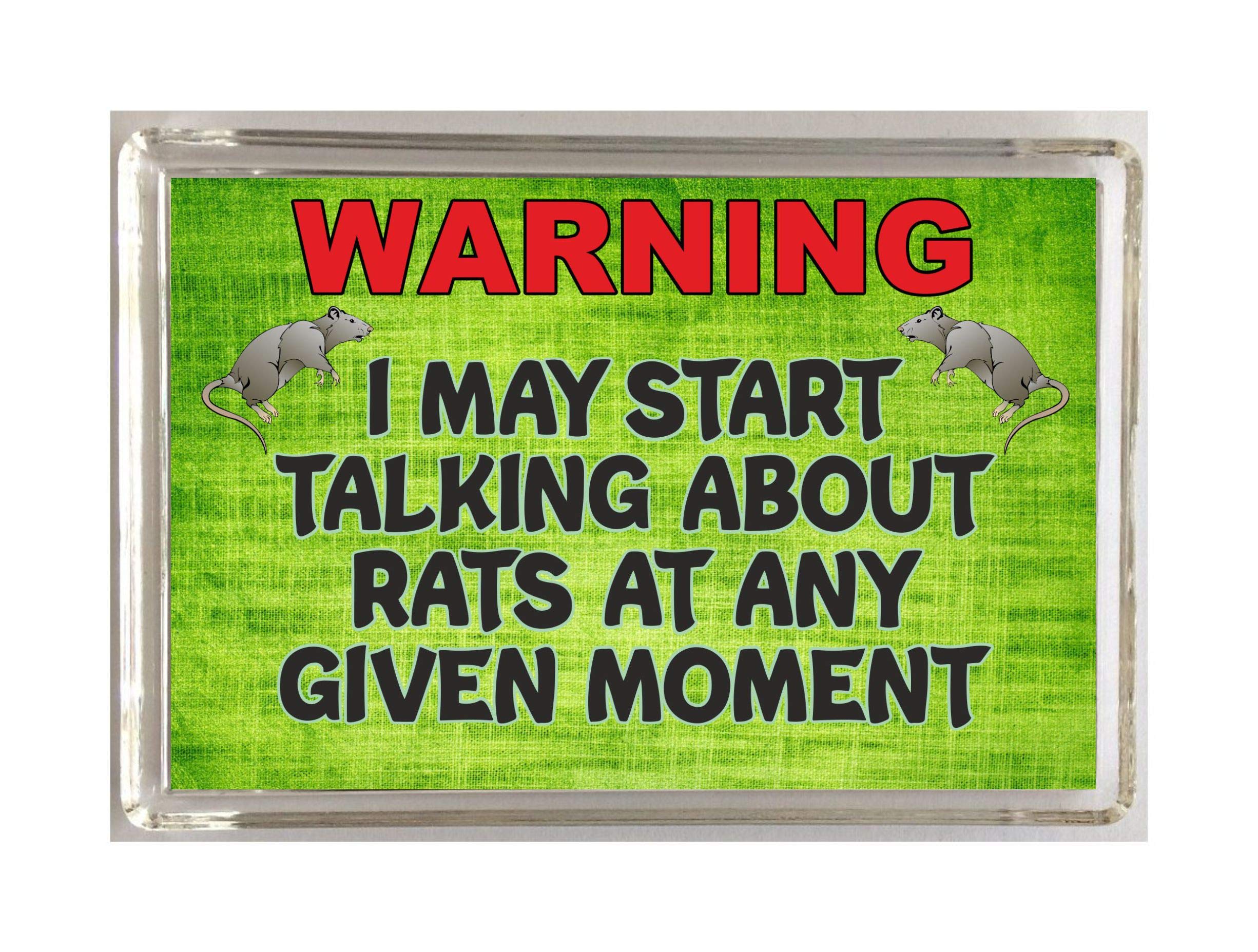 'Clare's Cosmetics' Fun Rat Lover Gift – Warning I May Start Talking About Rats – Novelty Fridge Magnet Present