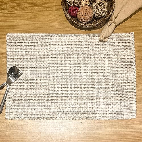 Miniatura 3 de Manteles individuales de algodón lavables a mano, 13 x 19 pulgadas, colores neutros, ideales para uso diario, fiestas, cenas de vacaciones, juego de