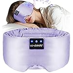 LC-dolida Luxurious Silk Soft Sleep Mask, Sleep Headphones with Bluetooth 5.4 for Side Sleeper, Total Blackout Eye Sleeping Mask for Women and Men, Ideal Gift for Restful Sleep, Travel(Light Purple)