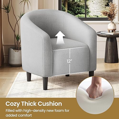 Miniatura 87 de Yaheetech - Silla decorativa con reposapiés, silla de respaldo de mediados de siglo, tapizada, suave, cómodo juego de sillón y reposapiés de tela,