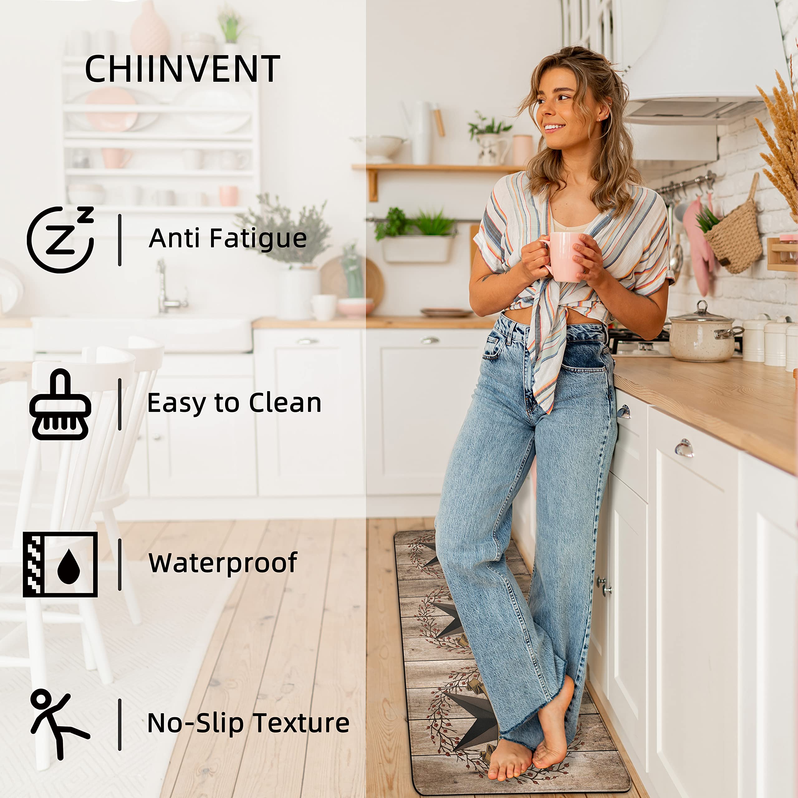 Western Rug AntiFatigue Kitchen Mat Set of 2 Western Kitchen Rugs Texas Star Rug Country