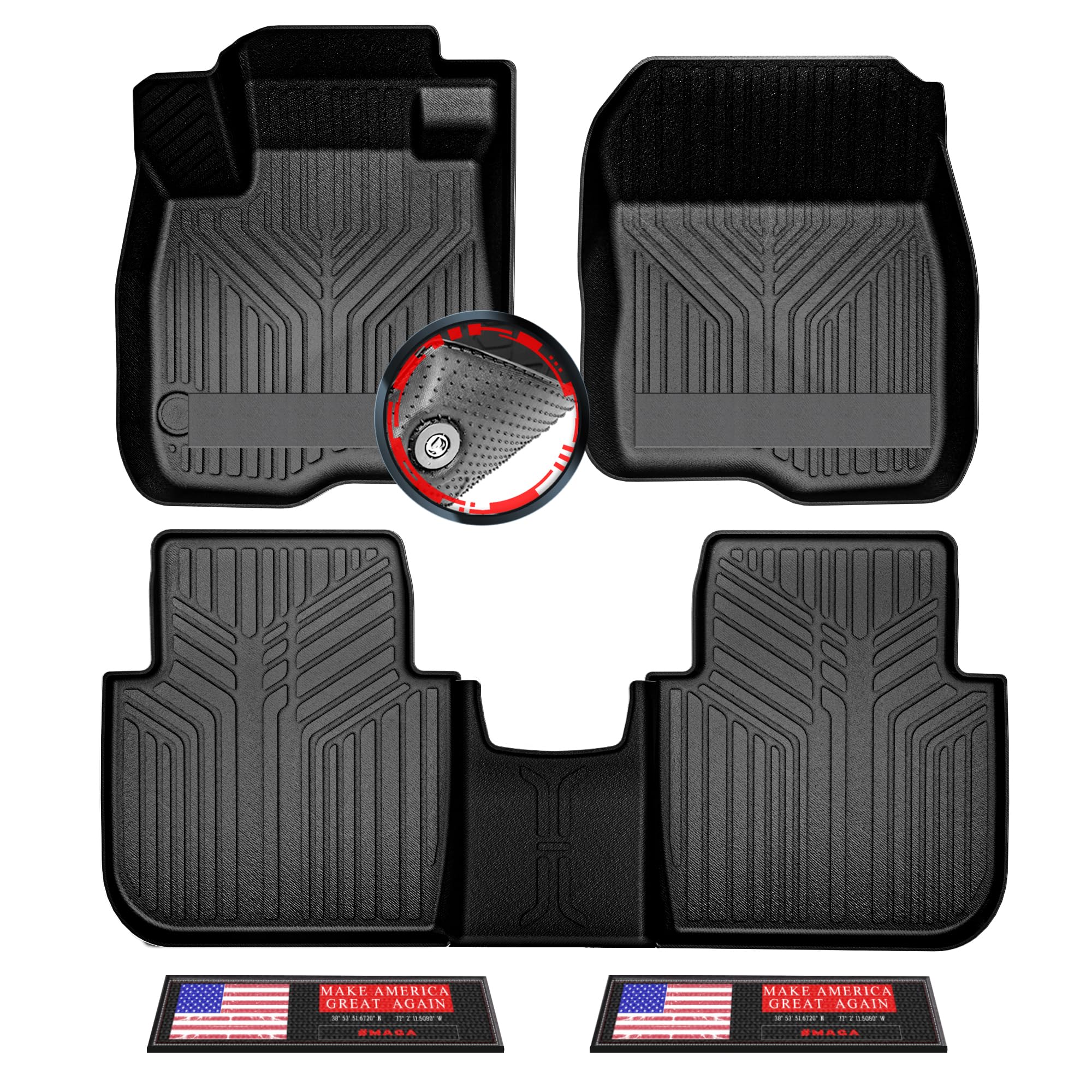 TYG Anti-Slip 5pcs 3D Car Mats All Weather for 2023 2024 Honda CR-V (Include Hybrid) | Rubber Car Floor Liners with Weather Strips for Winter Ski Hunting Camping | MAGA Merchandise Make America Great Again (Style B)