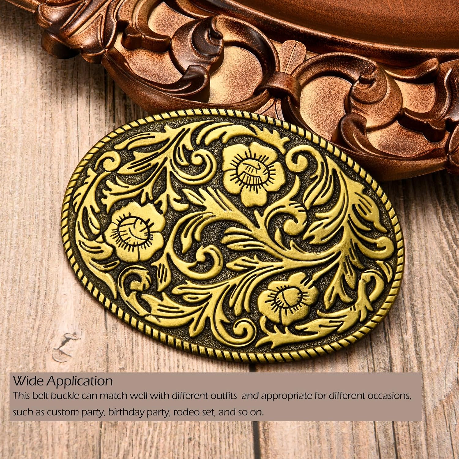 Antique Engraved Flower Belt Buckle for Men Women Western Cowboy Belt Buckles Halloween Christmas