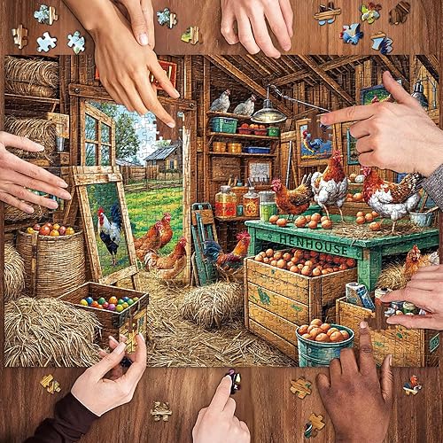 Miniatura 4 de Rompecabezas de gallinero para adultos de 1000 piezas, rompecabezas para adultos, juguetes desafiantes para adultos, rompecabezas imposible,