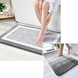Ombre Bathroom Rugs, Bath Rug Size 30x20+36x24 in Grey, 2 Item Bundle