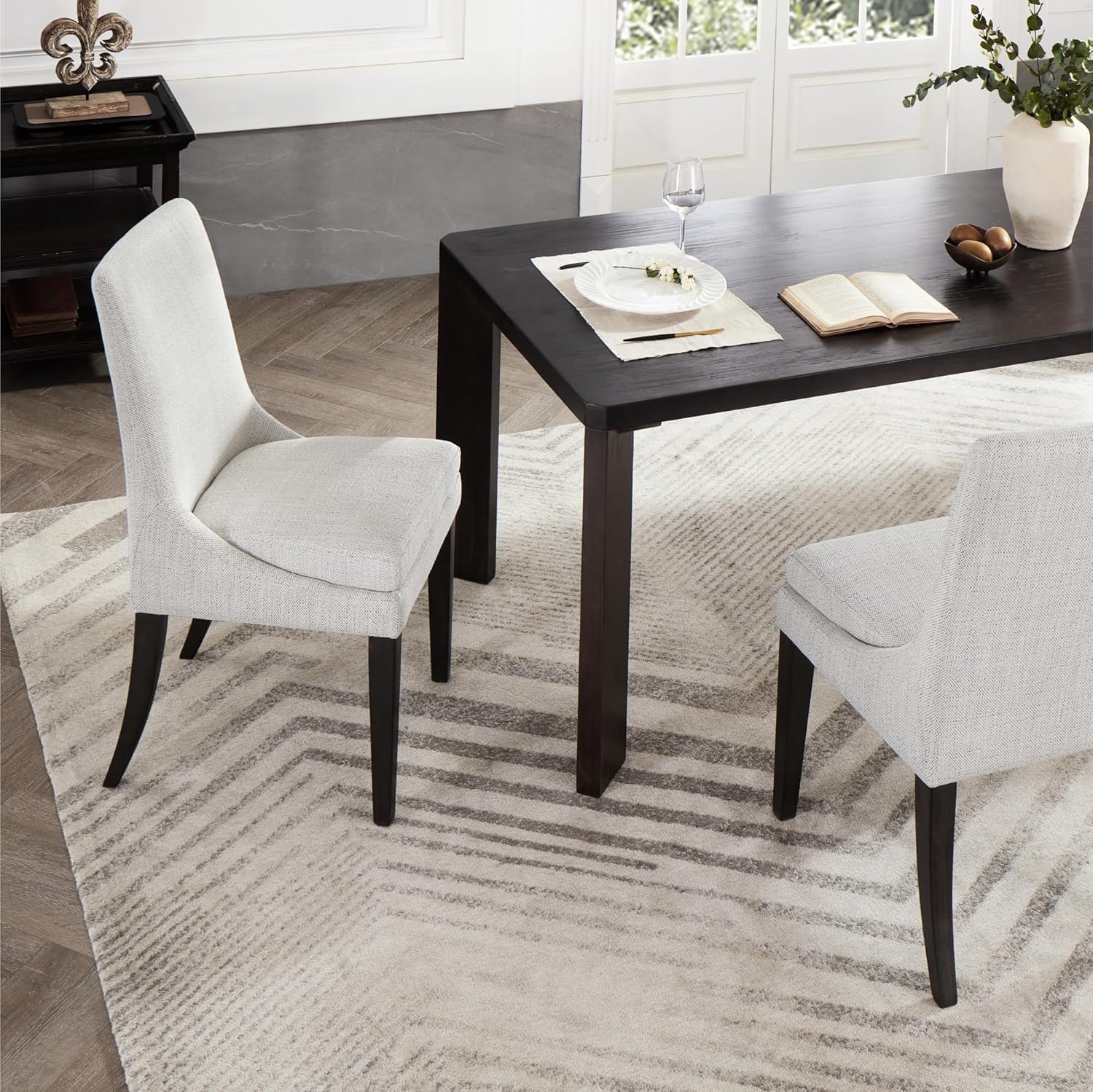 Upholstered Dining Chairs Modern Sidechair Performance Fabric High Back Armlesschair for Diningroom Kitchen,Linen,Set of 2