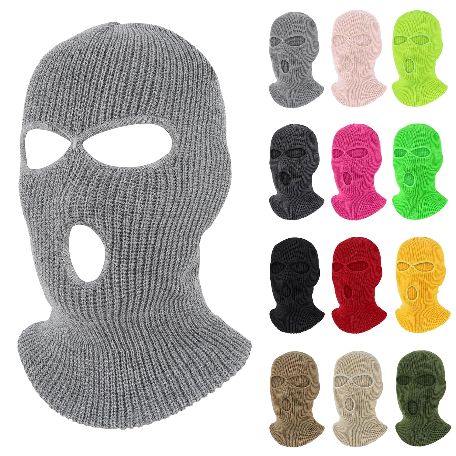Pukavt 3 Hole Winter Knitted Mask Full Face Cover Ski Mask Warm Balaclava for Skiing Motorcycle Snowboard