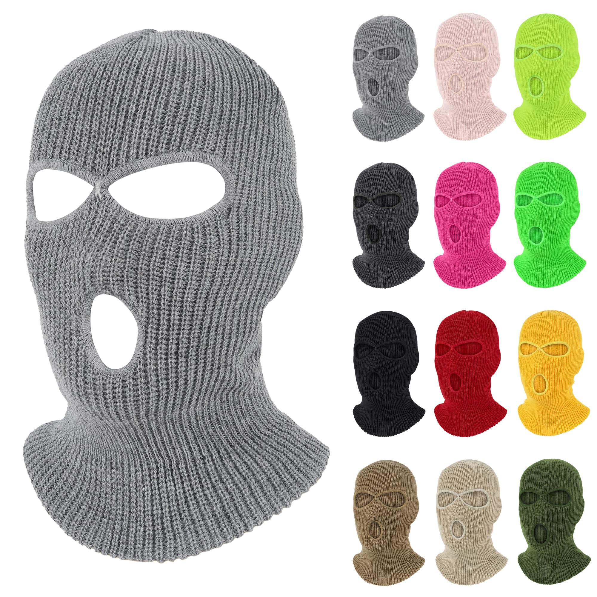Pukavt 3 Hole Winter Knitted Mask Full Face Cover Ski Mask Warm Balaclava for Skiing Motorcycle Snowboard