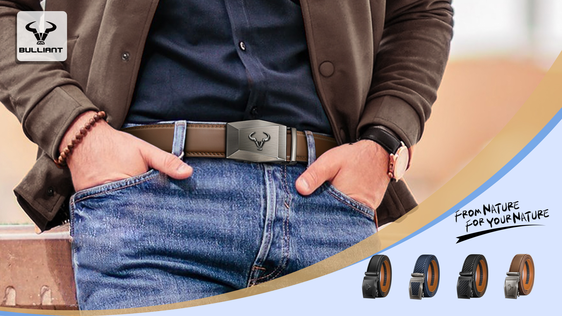 BULLIANT Men's Belt – Ratchet Leather Belt for Men Dress and