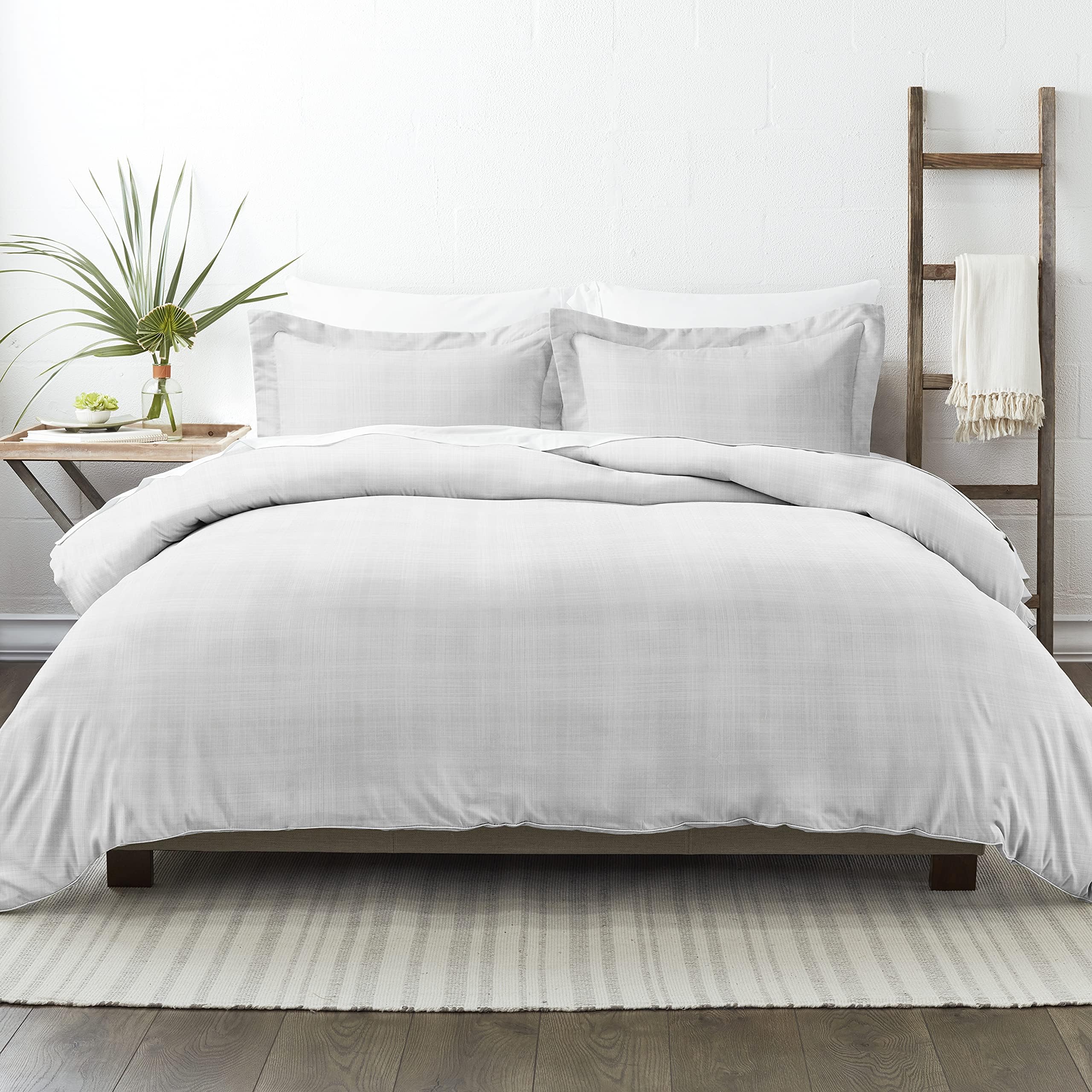 ienjoy Home Simply Soft Ultra Soft Thatch Patterned 3 Piece Duvet Cover Set, Twin, Gray, SS-DUV-That-Twin-GR