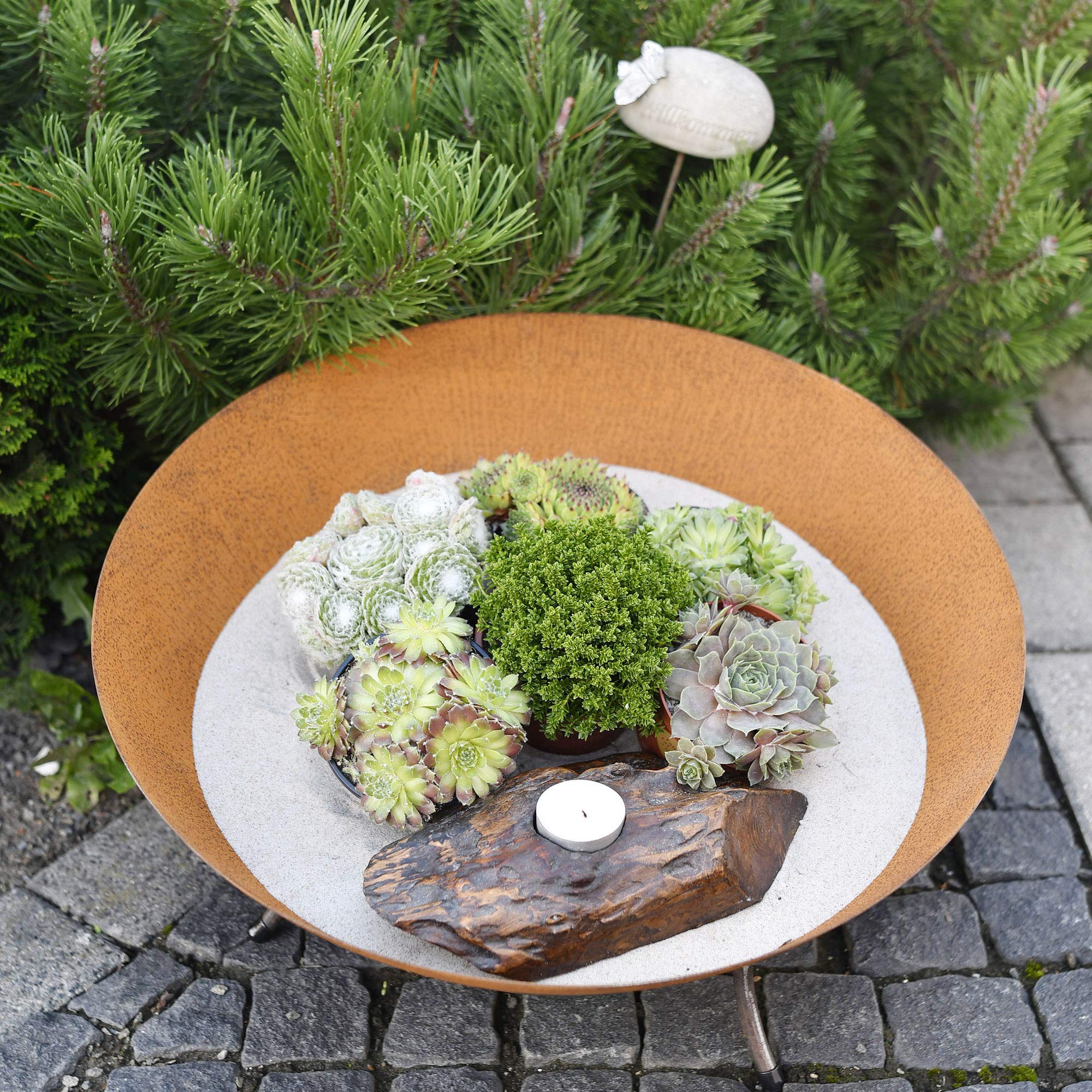 Köhko Braga - Braciere e ciotola decorativa, diametro 45 x altezza 20 cm, in ghisa con effetto ruggine con 3 piedi, per barbecue, giardino, cortile, terrazza e casa