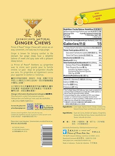Miniatura 2 de Prince of Peace - Caramelo de jengibre 100% natural (mastica), sabor a limón, 8 onzas