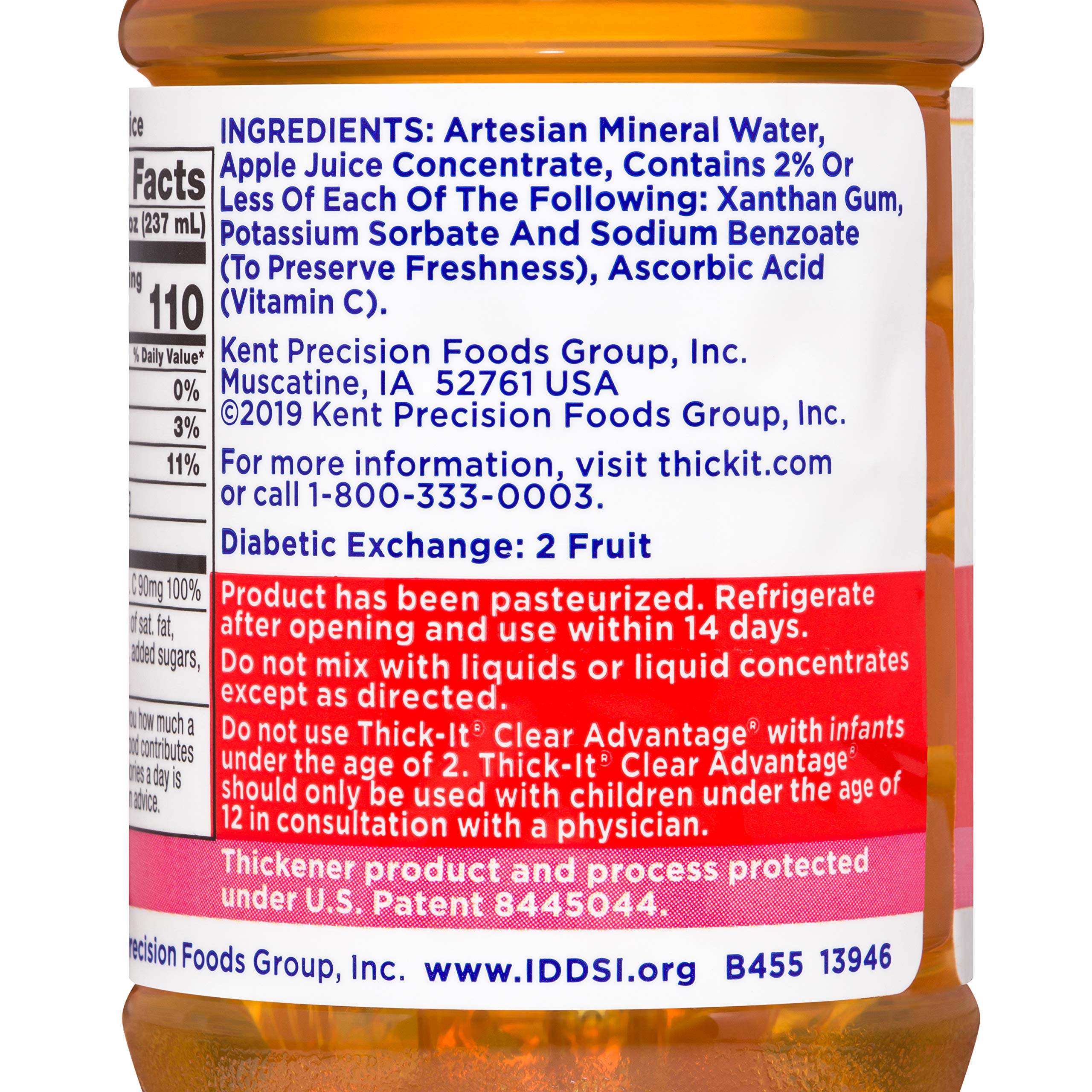 Thick-It Clear Advantage Mildy Thick Apple Juice, Nectar Consistency, Ready-to-Drink, Digestible Swallowing Aid, Hydration on the Go, Convenient & Ready-to-Use, 8 oz Bottle (24 Pack)