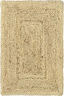 Hamid Alhambra Jute-Teppich, Naturfarben, 100% Jutefaser, handgeflochten, Teppiche für Wohnzimmer, Esszimmer, Schlafzimmer, Flur, naturfarben (40 x 60 cm), Natürlich