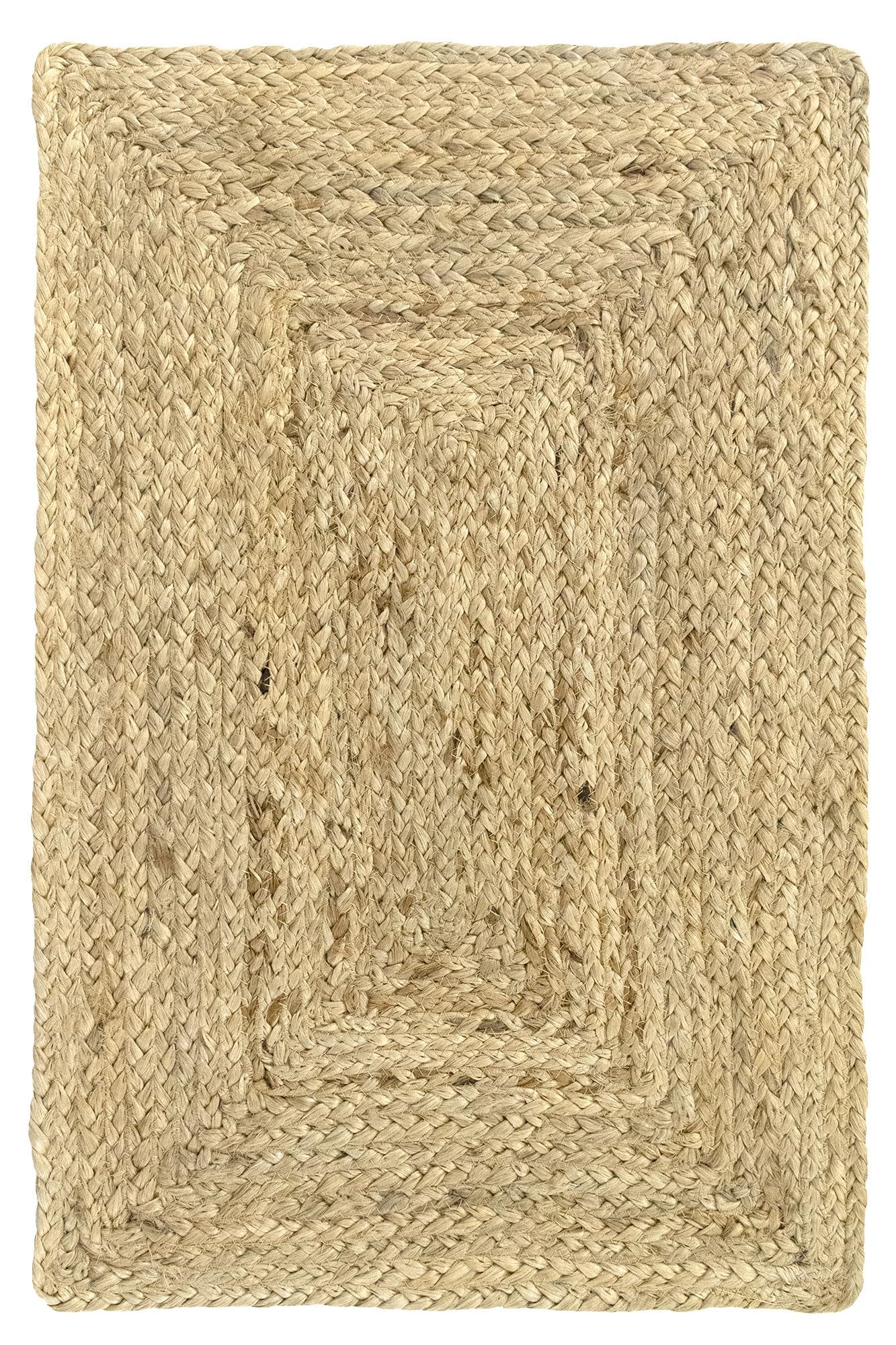 Hamid Alfombra Yute Alhambra Color Natural - Alfombra 100% Fibra de Yute, Trenzado a Mano, Alfombras de Salón, Comedor, Dormitorio, Pasillos, Color Natural (40x60cm)