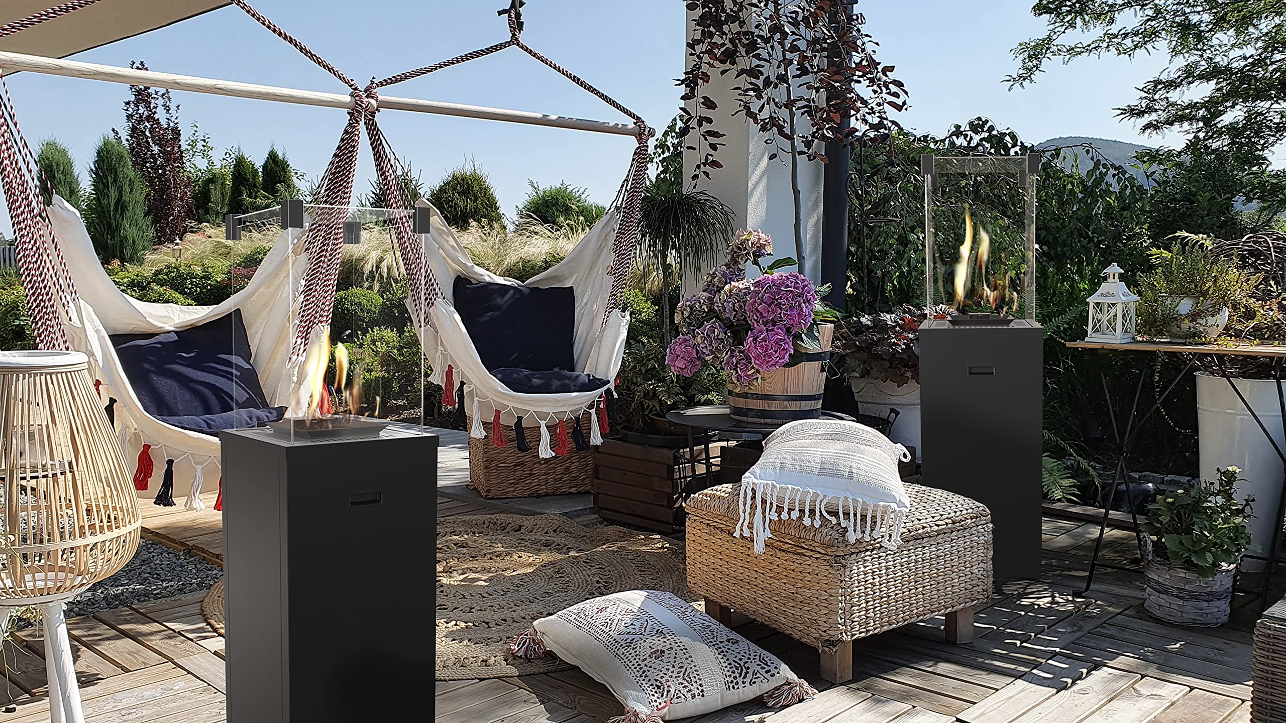 Kratki Gasheizstrahler Patio Slim aus Stahl für Außen, B41,5 x H142,9 x T41,2 cm, Heizleistung bis zu 8,2 kW, Leistungsbereich 4,9 – 8,2 kW, Gewicht 43,9 kg, Betrieb mit flüssigem LPG-Gas
